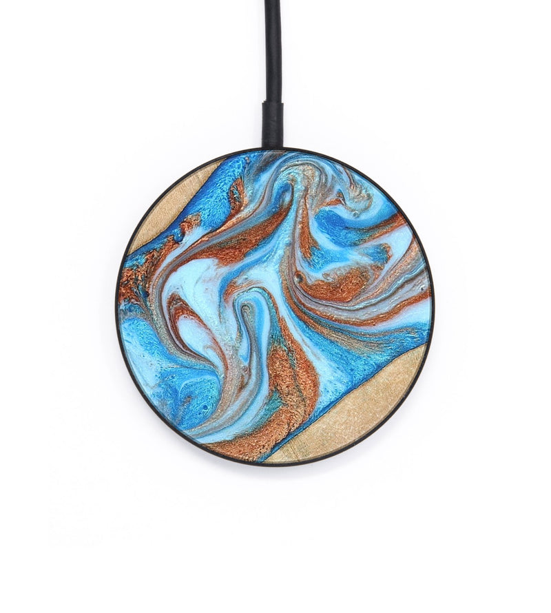 Circle Wood Wireless Charger - Major (Teal & Gold, 819619)