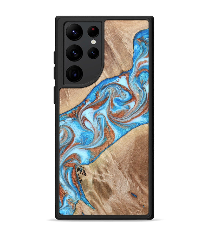 Galaxy S22 Ultra Wood Phone Case - Major (Teal & Gold, 819619)