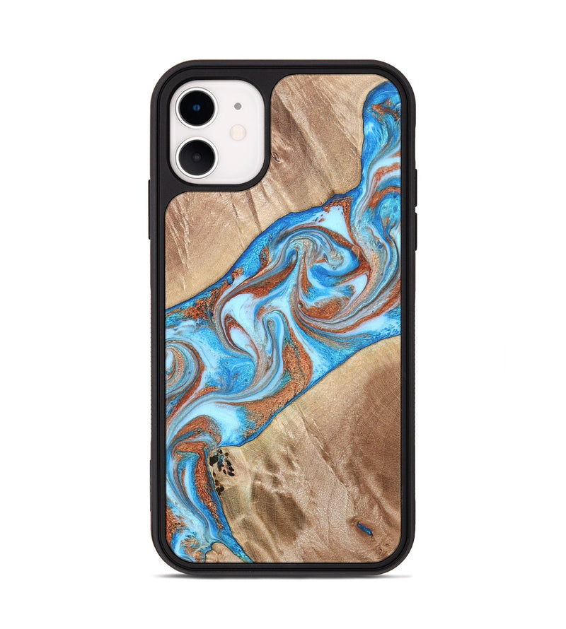 iPhone 11 Wood Phone Case - Major (Teal & Gold, 819619)
