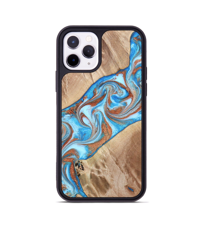 iPhone 11 Pro Wood Phone Case - Major (Teal & Gold, 819619)