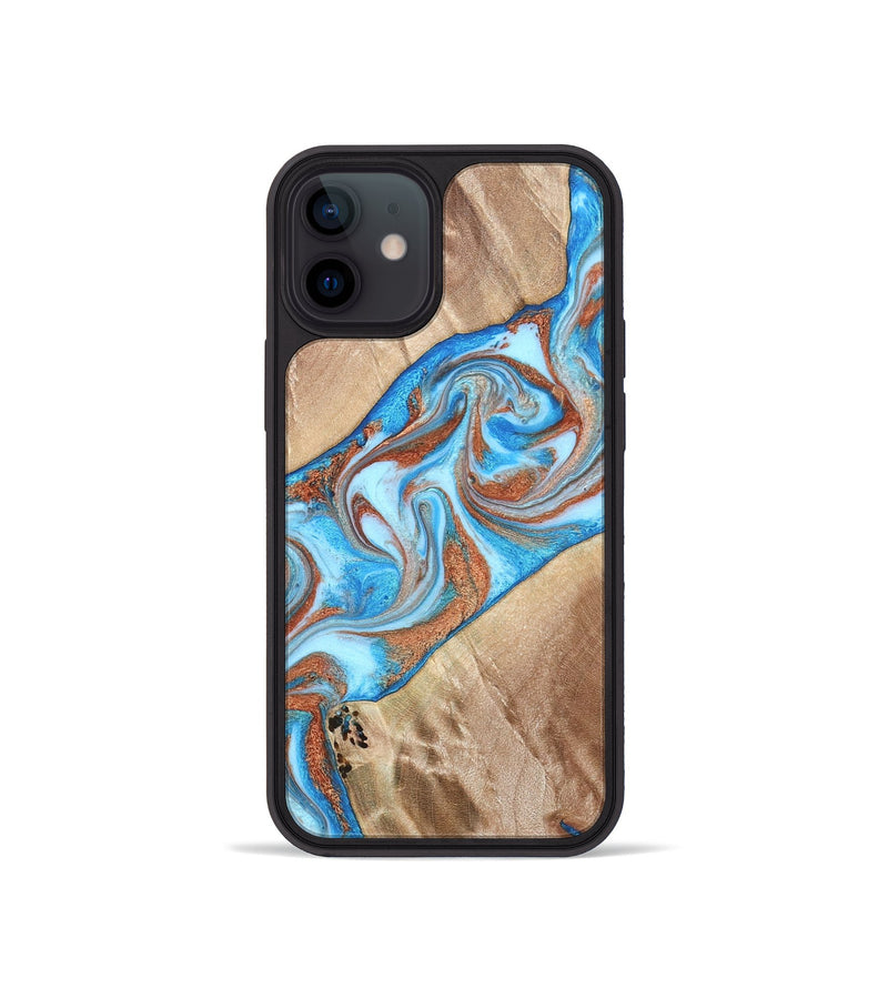 iPhone 12 mini Wood Phone Case - Major (Teal & Gold, 819619)