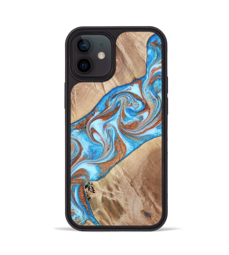 iPhone 12 Wood Phone Case - Major (Teal & Gold, 819619)