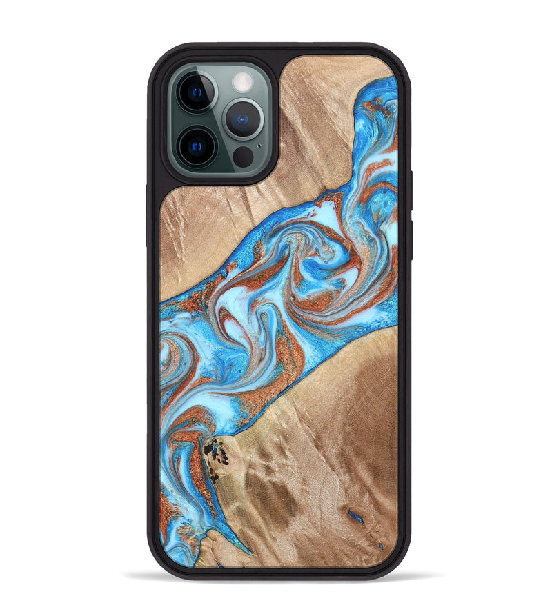 iPhone 12 Pro Max Wood Phone Case - Major (Teal & Gold, 819619)