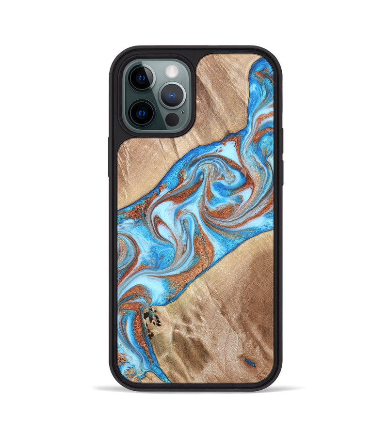 iPhone 12 Pro Wood Phone Case - Major (Teal & Gold, 819619)