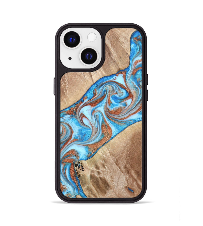 iPhone 13 Wood Phone Case - Major (Teal & Gold, 819619)