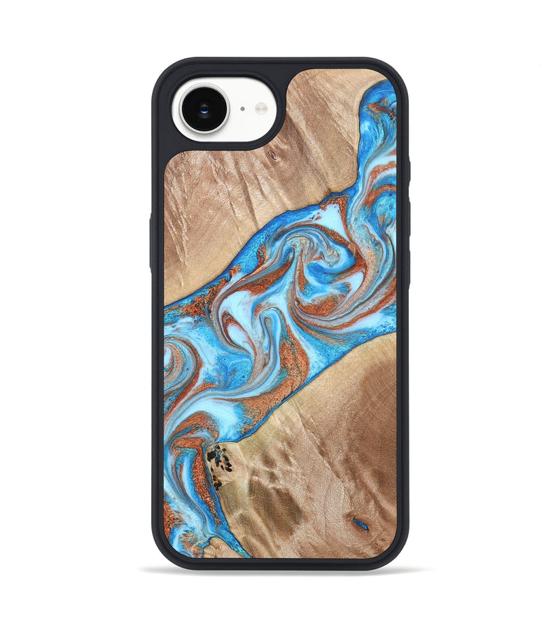 iPhone 16e Wood Phone Case - Major (Teal & Gold, 819619)