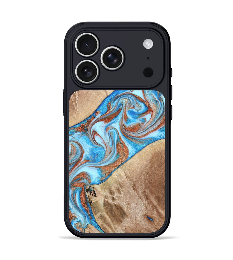 iPhone 17 Pro Wood Phone Case - Major (Teal & Gold, 819619)