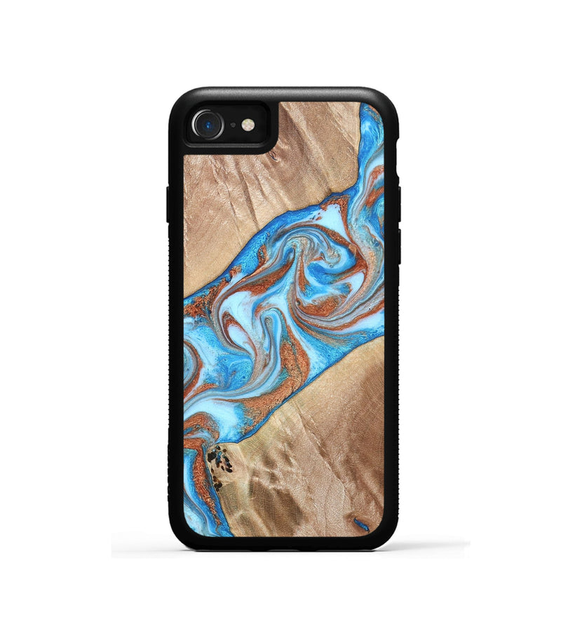 iPhone SE Wood Phone Case - Major (Teal & Gold, 819619)