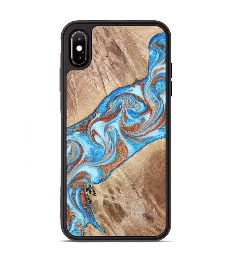 iPhone Xs Max Wood Phone Case - Major (Teal & Gold, 819619)