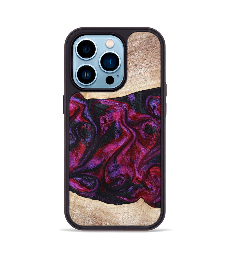 iPhone 14 Pro Wood Phone Case - Tonia (Red, 819629)