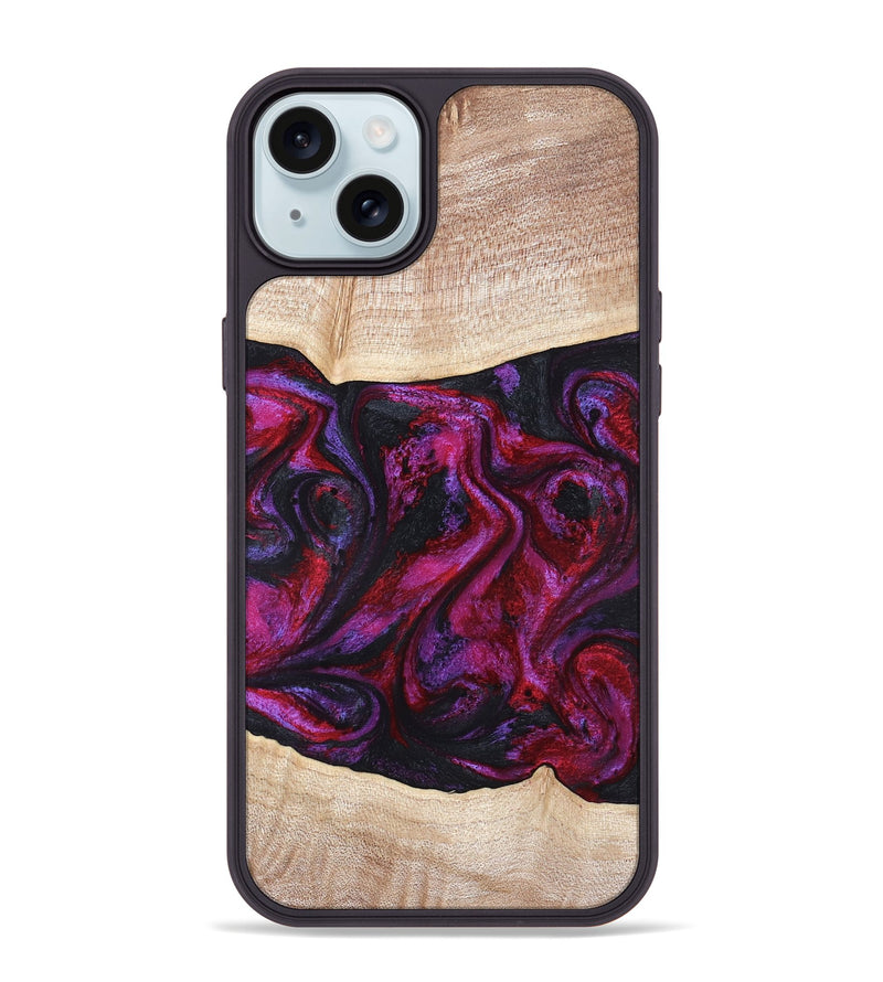iPhone 15 Plus Wood Phone Case - Tonia (Red, 819629)