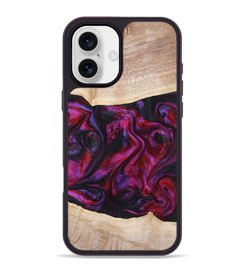 iPhone 16 Plus Wood Phone Case - Tonia (Red, 819629)