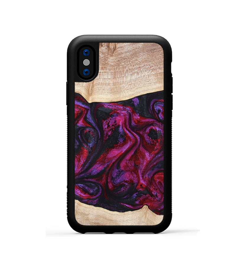 iPhone Xs Wood Phone Case - Tonia (Red, 819629)