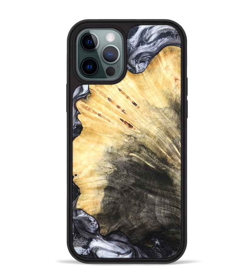 iPhone 12 Pro Max Wood Phone Case - Karli (Black & White, 819632)