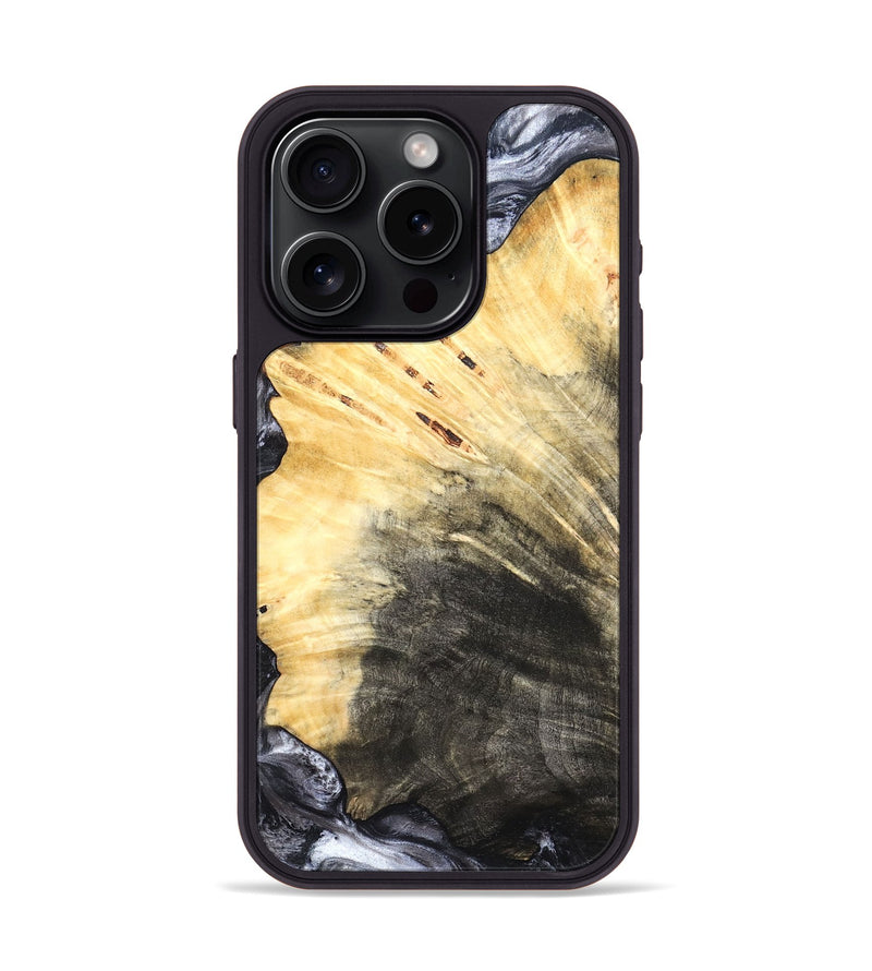 iPhone 15 Pro Wood Phone Case - Karli (Black & White, 819632)