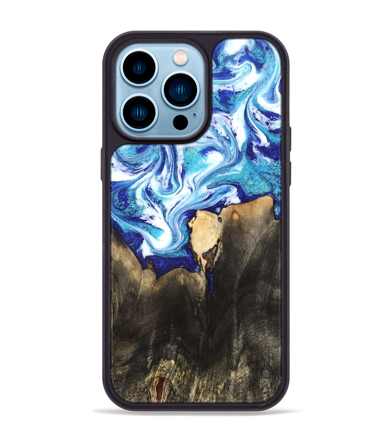 iPhone 14 Pro Max Wood Phone Case - Kaiya (Blue, 819669)