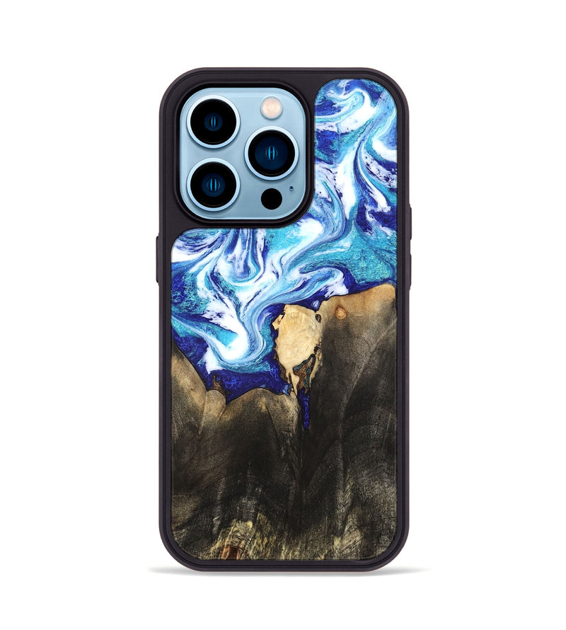 iPhone 14 Pro Wood Phone Case - Kaiya (Blue, 819669)