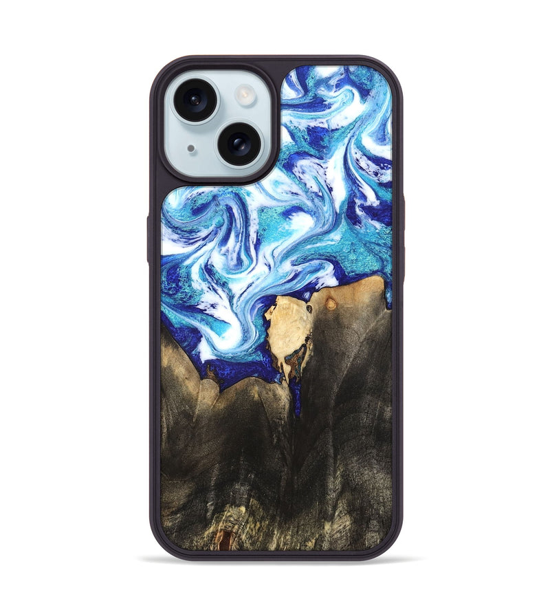 iPhone 15 Wood Phone Case - Kaiya (Blue, 819669)