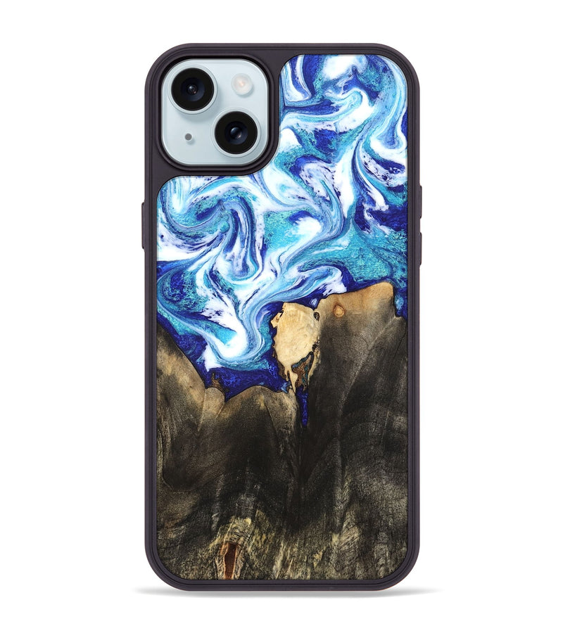 iPhone 15 Plus Wood Phone Case - Kaiya (Blue, 819669)