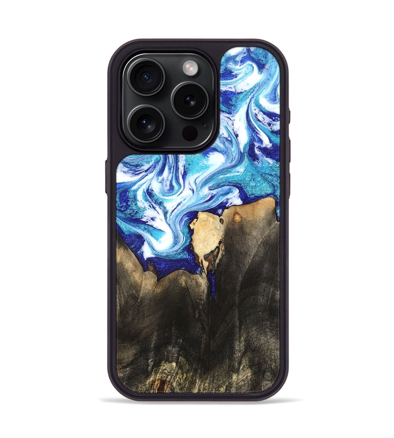 iPhone 15 Pro Wood Phone Case - Kaiya (Blue, 819669)