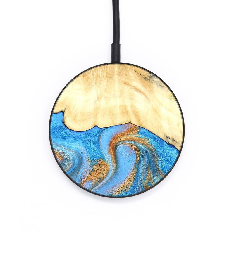 Circle Wood Wireless Charger - Beckett (Teal & Gold, 819677)