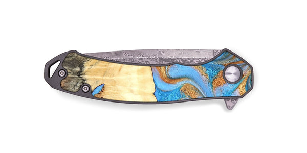EDC Wood Pocket Knife - Beckett (Teal & Gold, 819677)