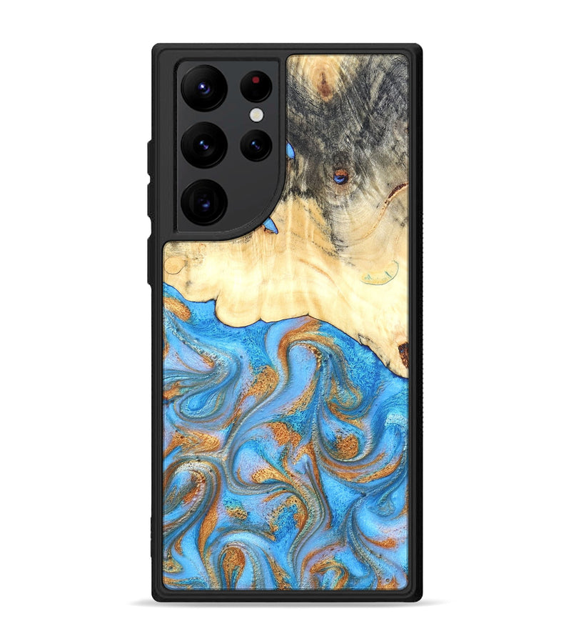 Galaxy S22 Ultra Wood Phone Case - Beckett (Teal & Gold, 819677)