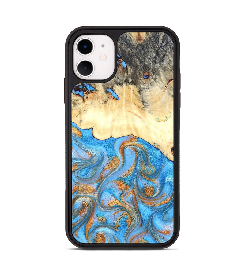 iPhone 11 Wood Phone Case - Beckett (Teal & Gold, 819677)