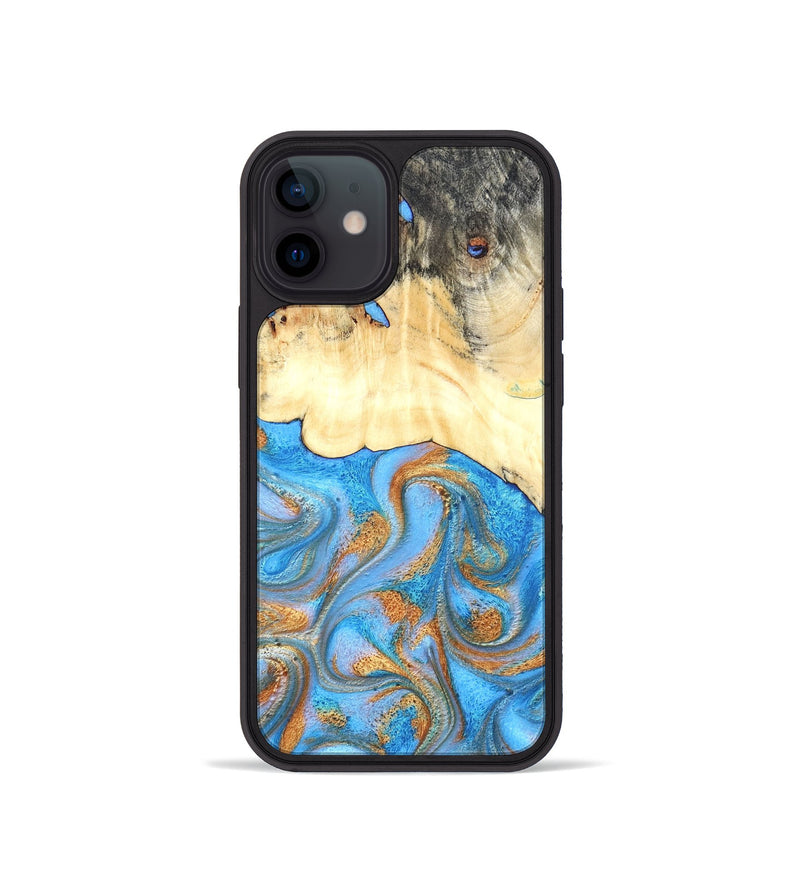 iPhone 12 mini Wood Phone Case - Beckett (Teal & Gold, 819677)