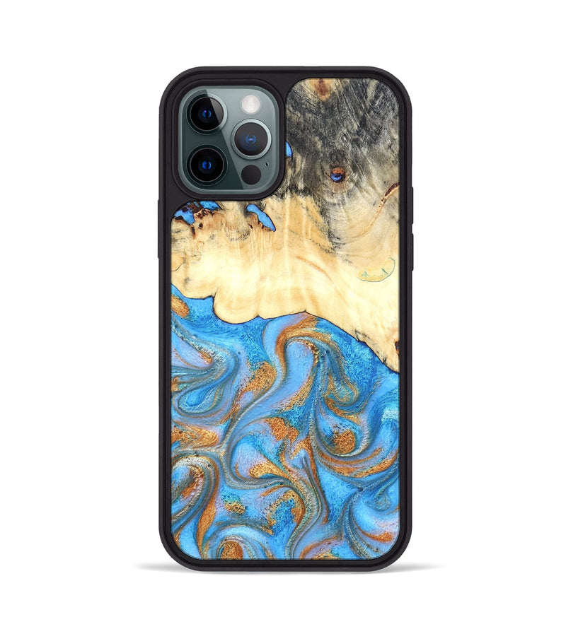 iPhone 12 Pro Wood Phone Case - Beckett (Teal & Gold, 819677)