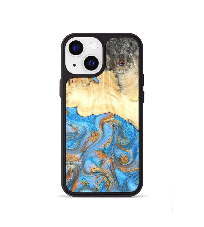 iPhone 13 mini Wood Phone Case - Beckett (Teal & Gold, 819677)