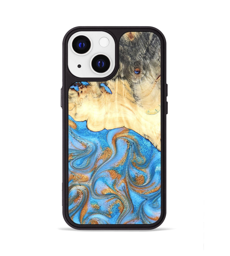 iPhone 13 Wood Phone Case - Beckett (Teal & Gold, 819677)