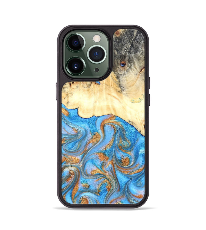 iPhone 13 Pro Wood Phone Case - Beckett (Teal & Gold, 819677)