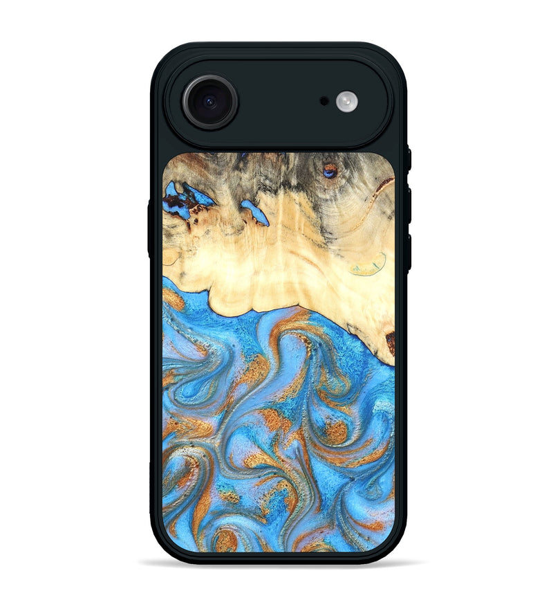 iPhone 17 Air Wood Phone Case - Beckett (Teal & Gold, 819677)