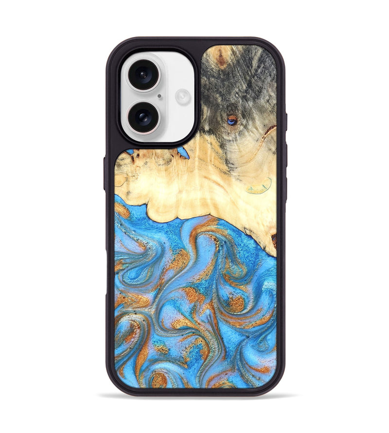 iPhone 17 Wood Phone Case - Beckett (Teal & Gold, 819677)