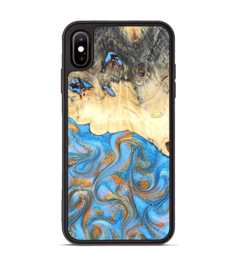 iPhone Xs Max Wood Phone Case - Beckett (Teal & Gold, 819677)