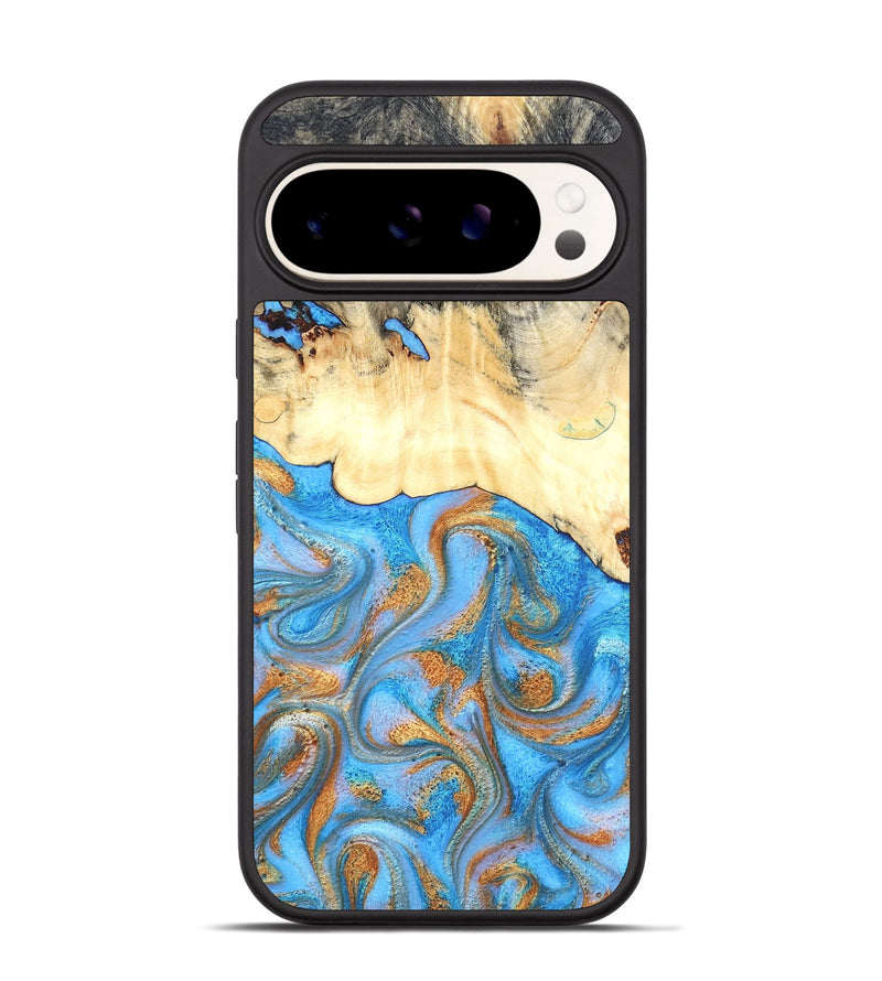 Pixel 9 Pro Wood Phone Case - Beckett (Teal & Gold, 819677)