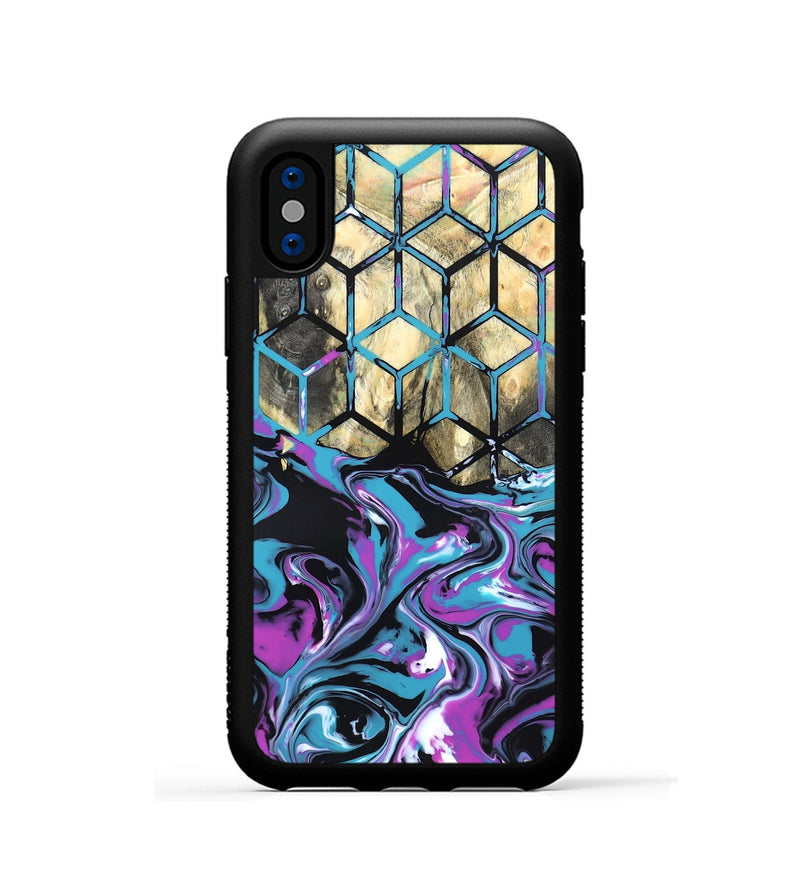 iPhone Xs Wood Phone Case - Kayden (Neon, 819694)