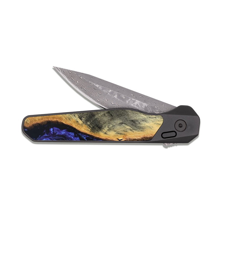 EDC Dark Damascus Wood Pocket Knife - Tomeka (Purple, 819707)