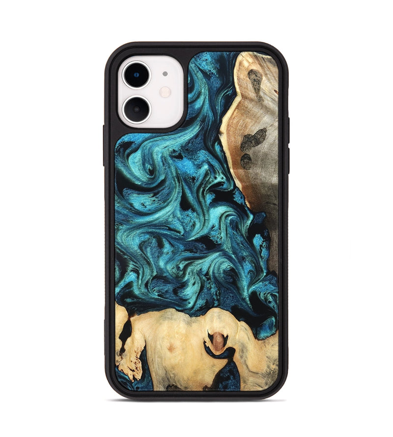 iPhone 11 Wood Phone Case - Mavis (Blue, 819708)