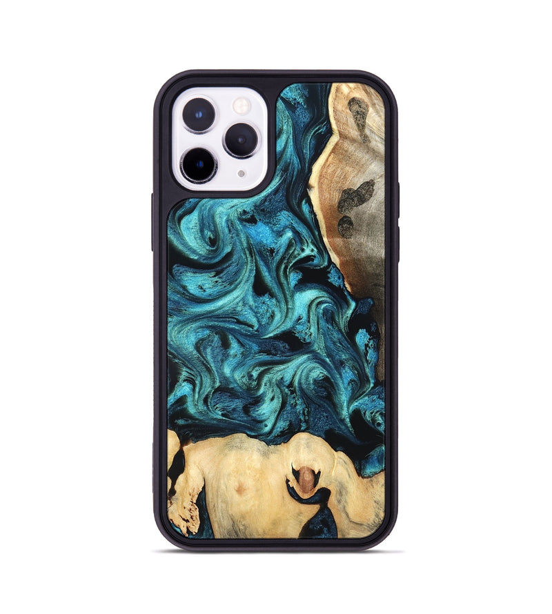 iPhone 11 Pro Wood Phone Case - Mavis (Blue, 819708)