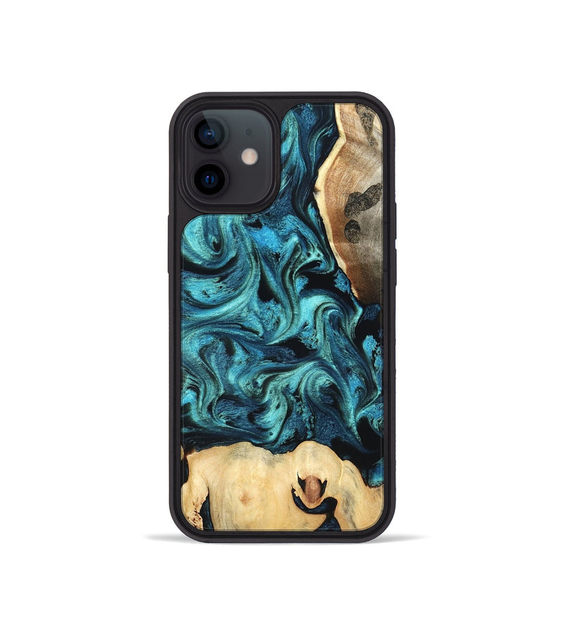 iPhone 12 mini Wood Phone Case - Mavis (Blue, 819708)