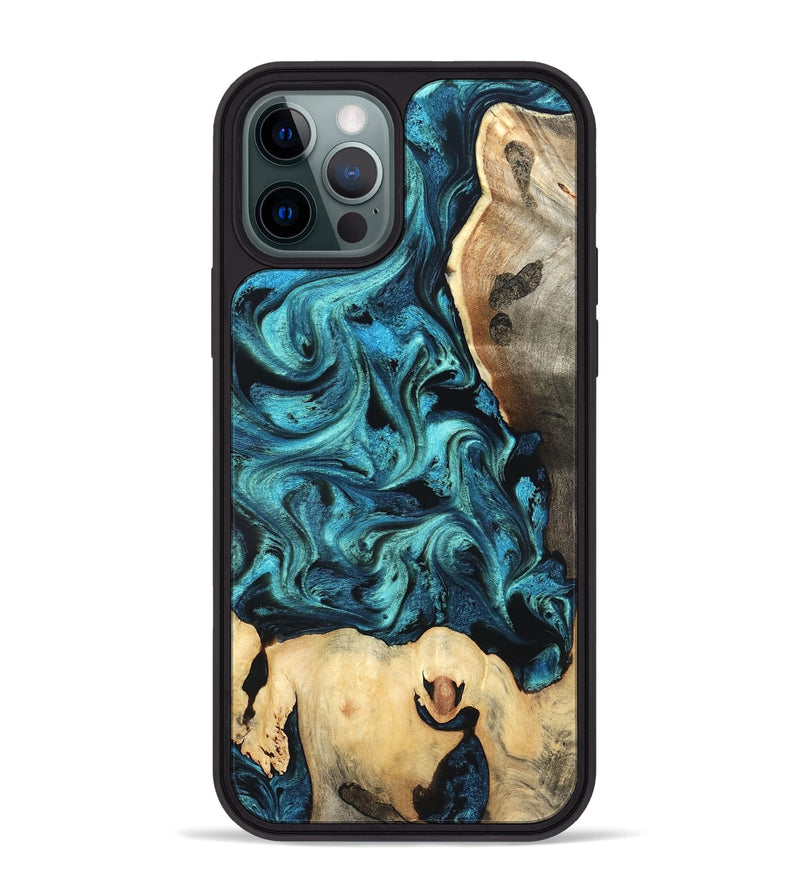 iPhone 12 Pro Max Wood Phone Case - Mavis (Blue, 819708)