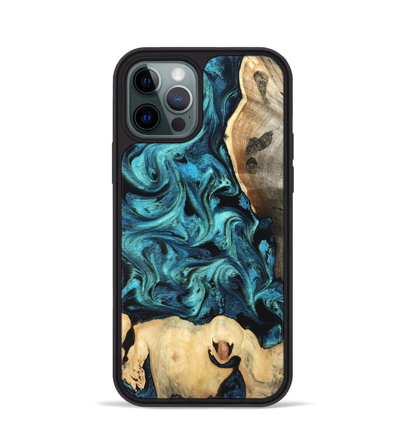 iPhone 12 Pro Wood Phone Case - Mavis (Blue, 819708)