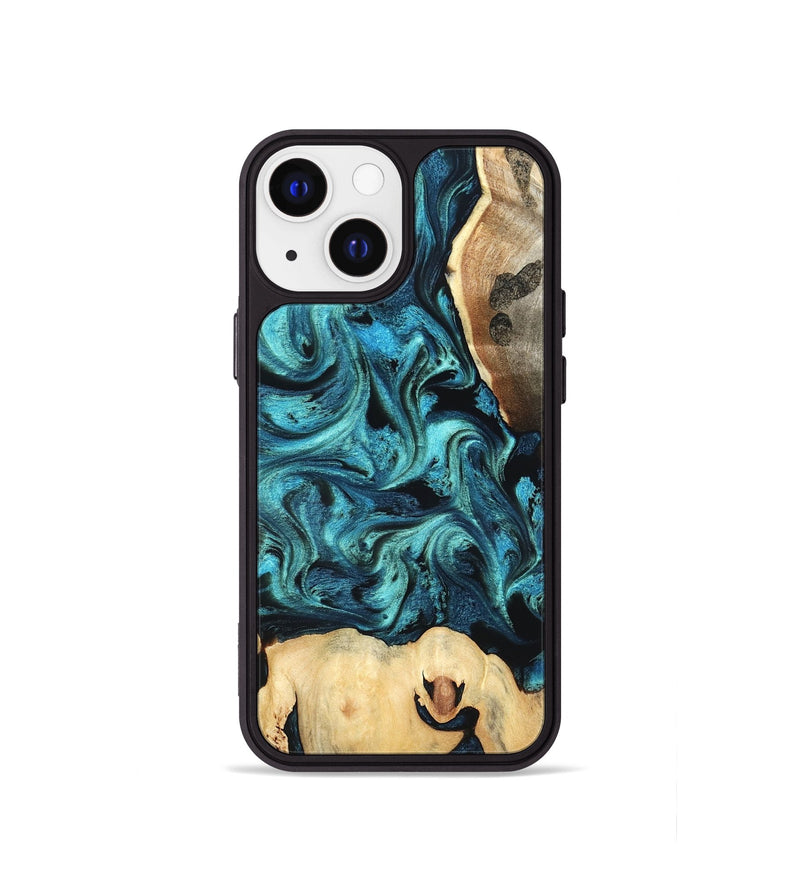 iPhone 13 mini Wood Phone Case - Mavis (Blue, 819708)