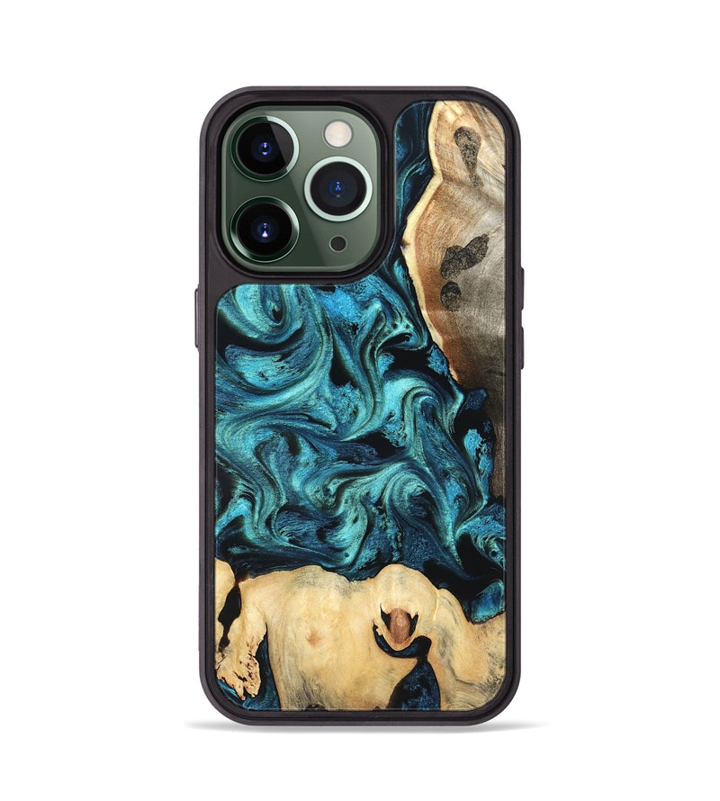 iPhone 13 Pro Wood Phone Case - Mavis (Blue, 819708)