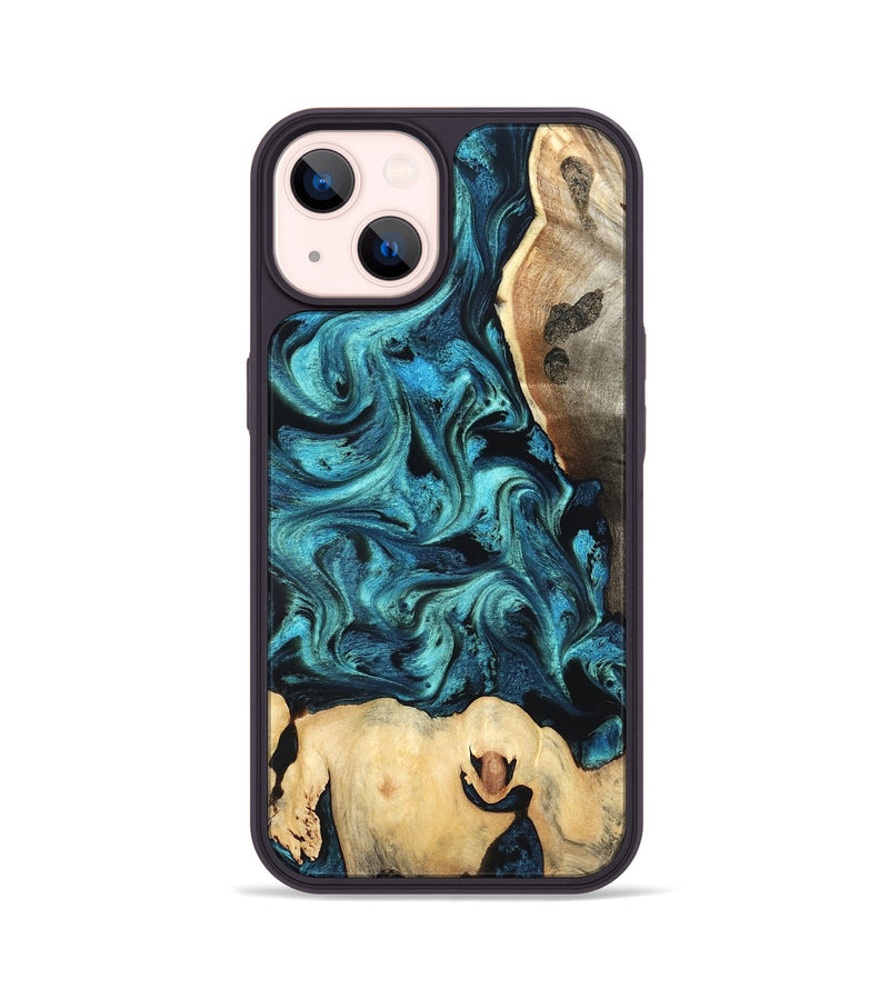 iPhone 14 Wood Phone Case - Mavis (Blue, 819708)