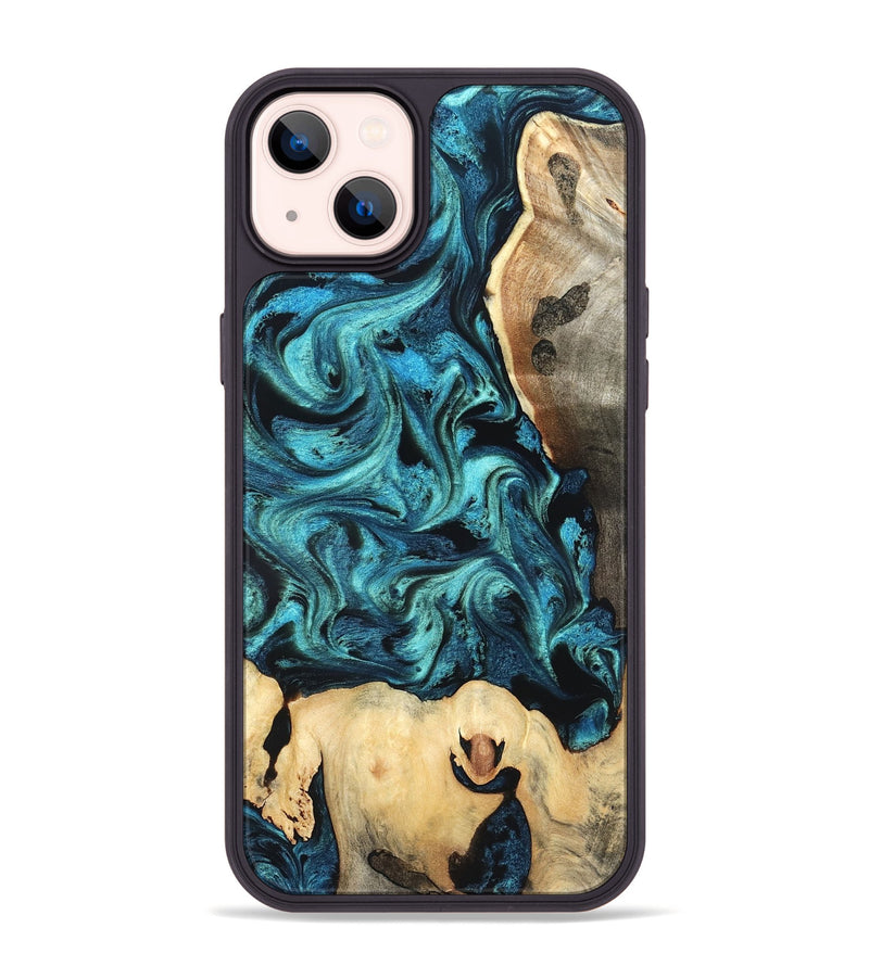 iPhone 14 Plus Wood Phone Case - Mavis (Blue, 819708)