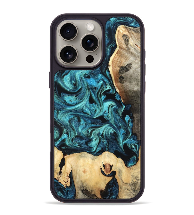 iPhone 16 Pro Max Wood Phone Case - Mavis (Blue, 819708)