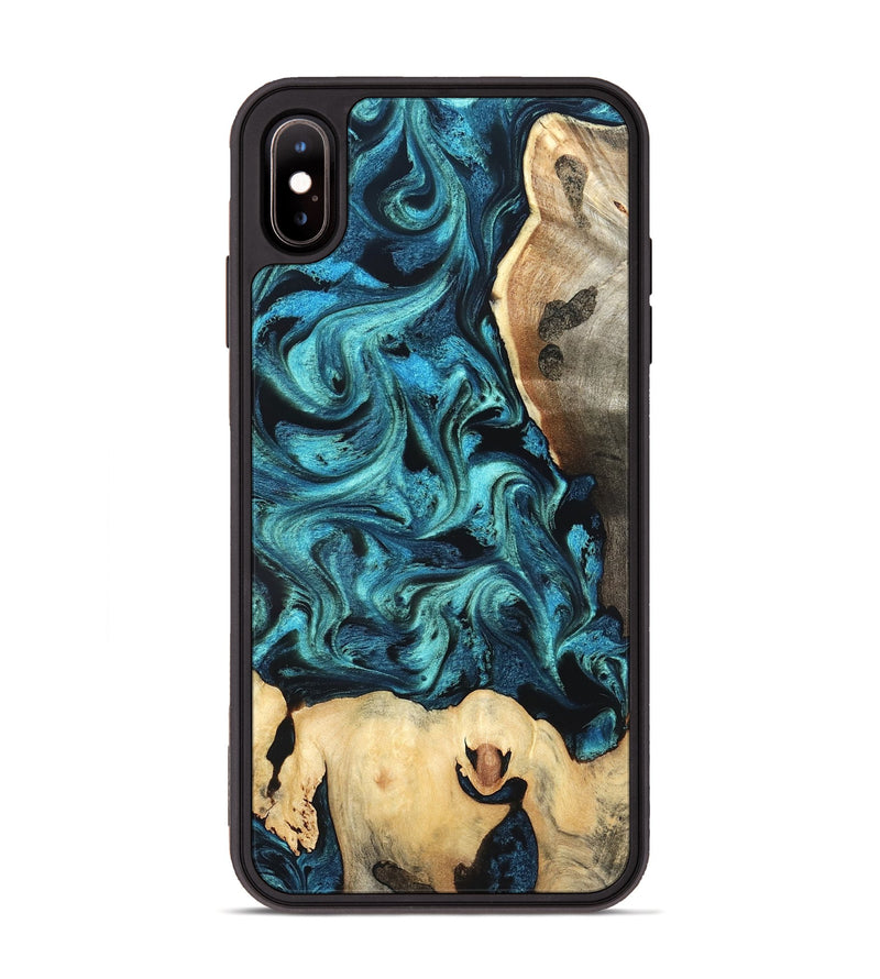 iPhone Xs Max Wood Phone Case - Mavis (Blue, 819708)